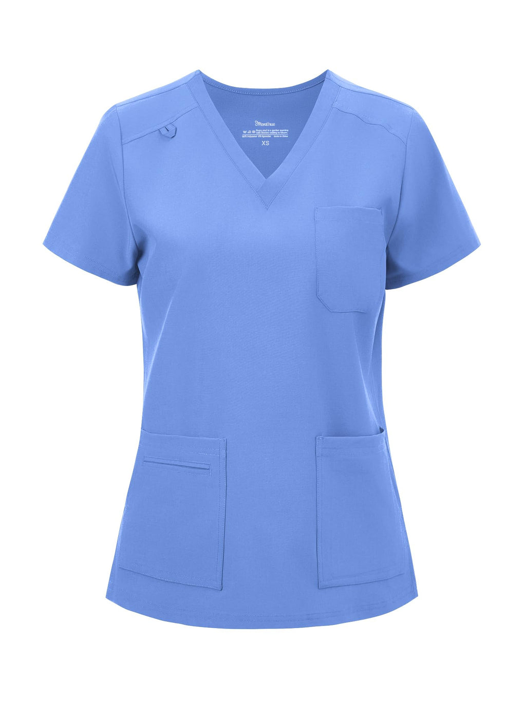 floralhue Scrub Tops for Women, Curved V-Neck Scrub Tops with 3 Pockets, Soft Stretch, Easy Care