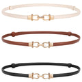 WERFORU Women Classic Leather Belt With Square Gold Silver Buckle For Jeans Pants