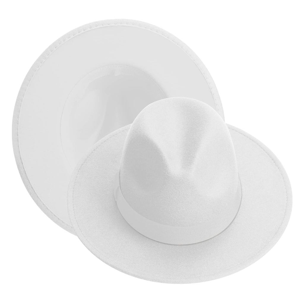 KUJUHA Fedora Hats for Mens/Womens Felt FedoraHats Two Tone Wide Brim Fedora Hats Rancher Hat