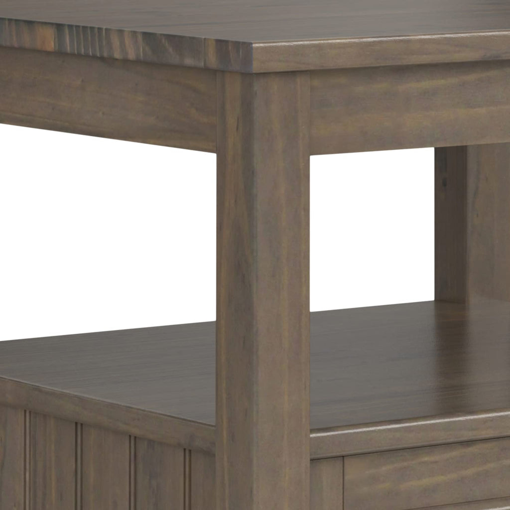 SIMPLIHOME Warm Shaker Coffee Table - 48 inch Wide Solid Wood Coffee Table in Black, Transitional Living Room Table with 2 Drawers, Open Shelf, Shaker Fronts and Tapered Legs