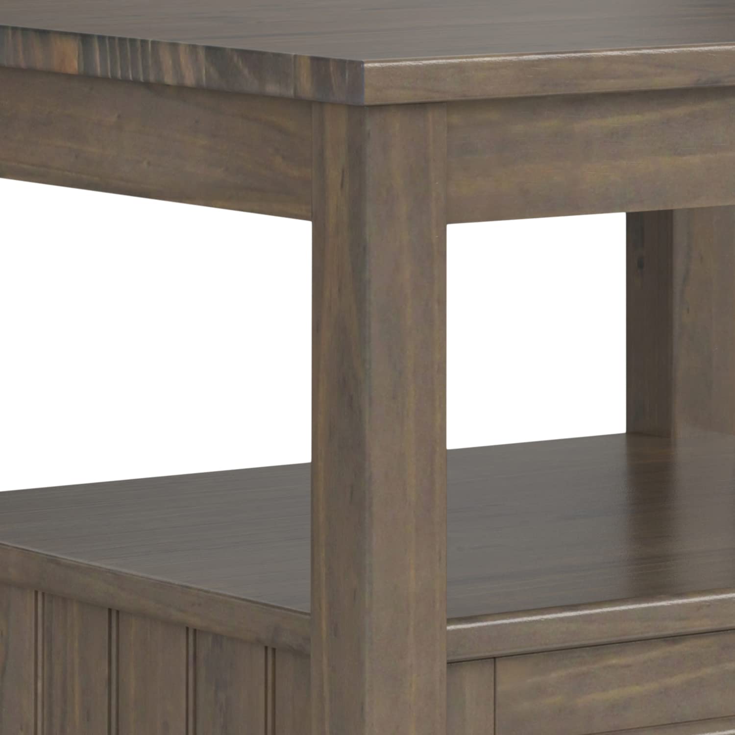 SIMPLIHOME Warm Shaker Coffee Table - 48 inch Wide Solid Wood Coffee Table in Black, Transitional Living Room Table with 2 Drawers, Open Shelf, Shaker Fronts and Tapered Legs