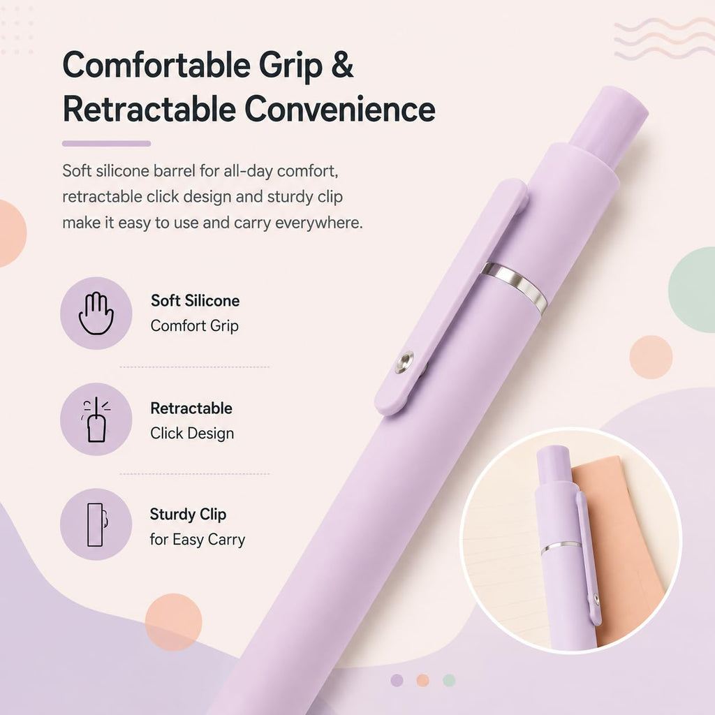 Vanhench 10Pcs Gel Pens, Black Ink Cute Pens for Trendy Stuff, Happy Birthday Gift Basket, Aesthetic Office Supplies (10PCS Gradient)