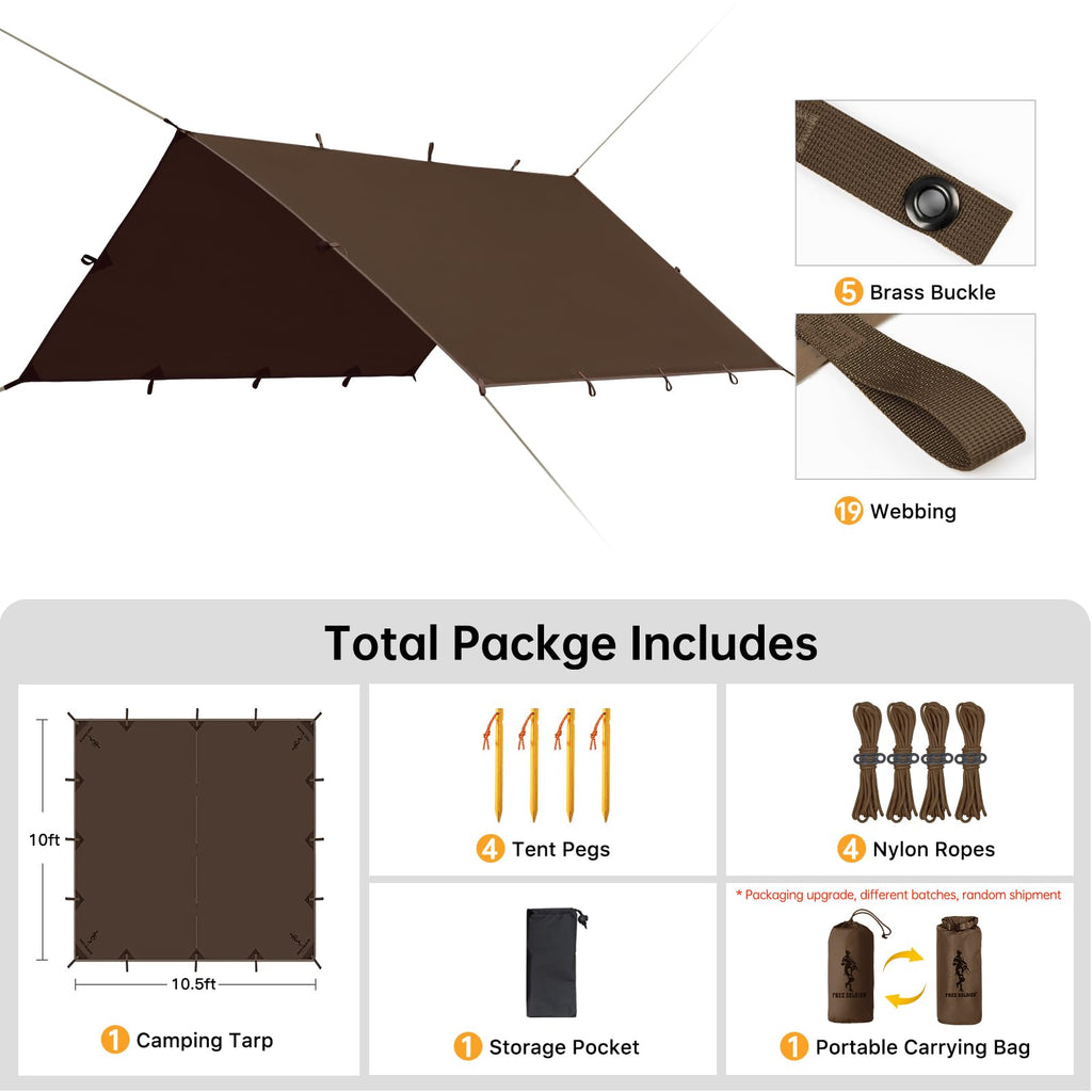 Free Soldier Waterproof Portable Tarp Multifunctional Outdoor Camping Traveling Awning Backpacking Tarp shelter Rain Tarp