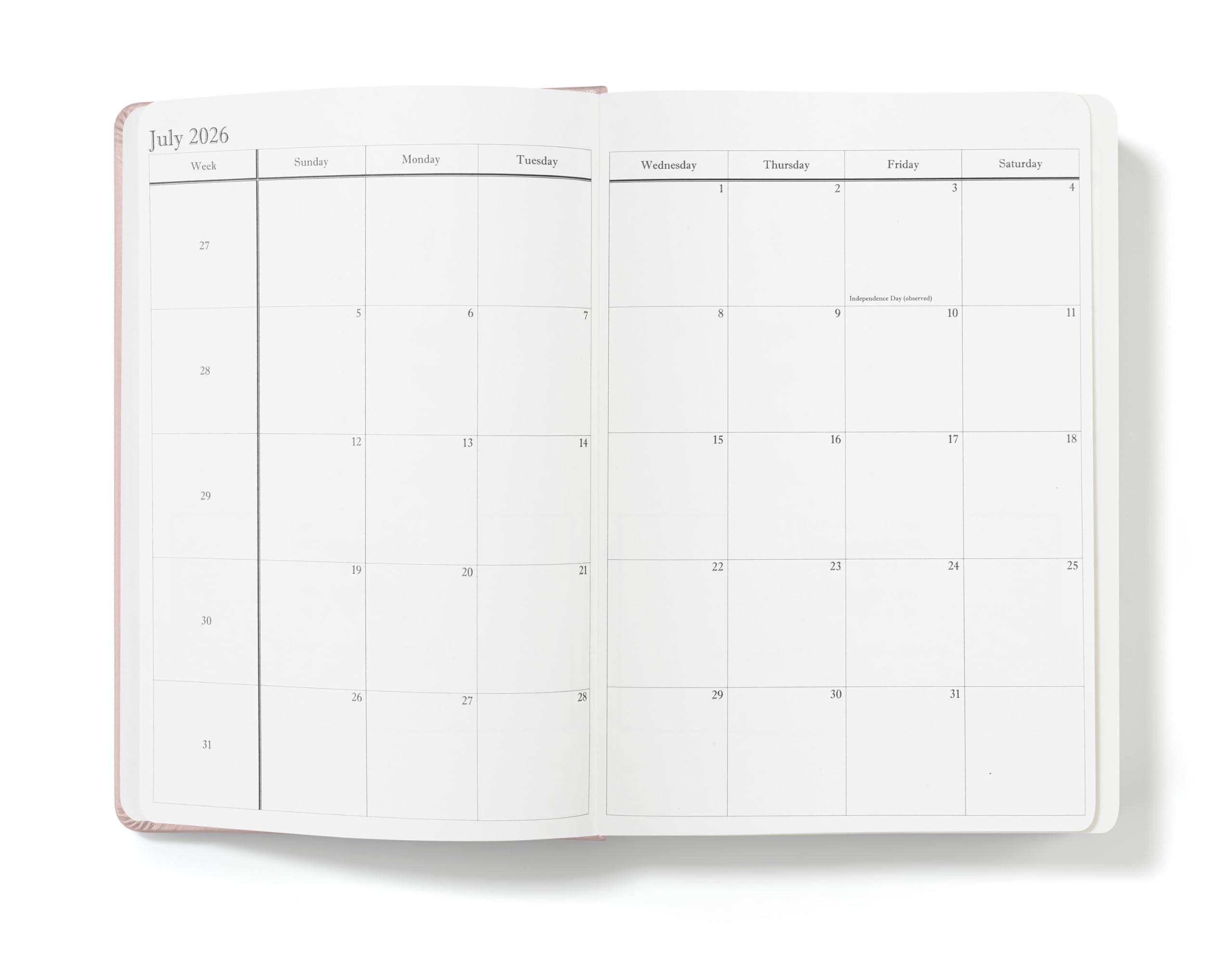 Wykeham's Executive 2026 Daily Journal Planner – US Public Holidays & Format – Customization Available (Brown, 6" x 4.5")