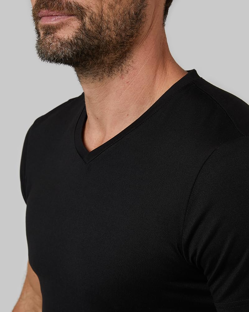 32 Degrees Men's 4 Pack Cool V-Neck T-Shirt, Anti-Odor, Quick Dry Active, 4-Way Stretch