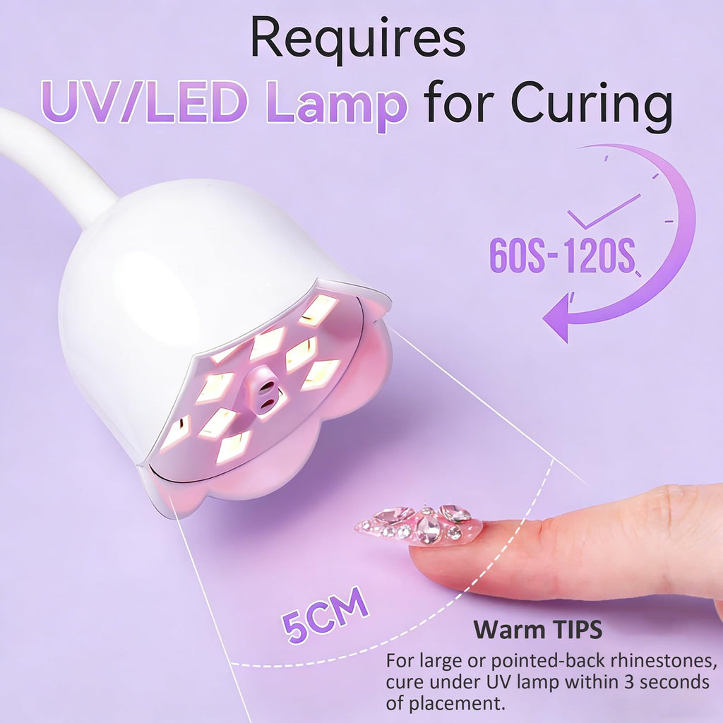 Makartt Rhinestone Glue for Nails: Super Strong Gel Nail Glue for Nail Charms Gems Decorations, 3D Gel Nail Art Bling Jewel Diamonds for Salon & DIY Manicure, 30ML UV Lamp Cured Need Beauty Gifts