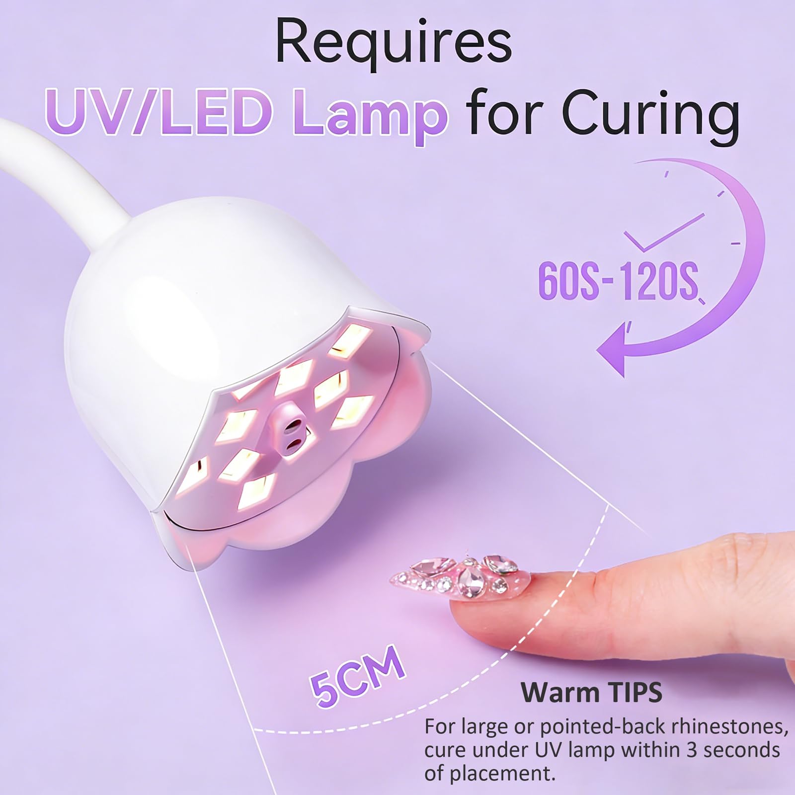 Makartt Rhinestone Glue for Nails: Super Strong Gel Nail Glue for Nail Charms Gems Decorations, 3D Gel Nail Art Bling Jewel Diamonds for Salon & DIY Manicure, 30ML UV Lamp Cured Need Beauty Gifts