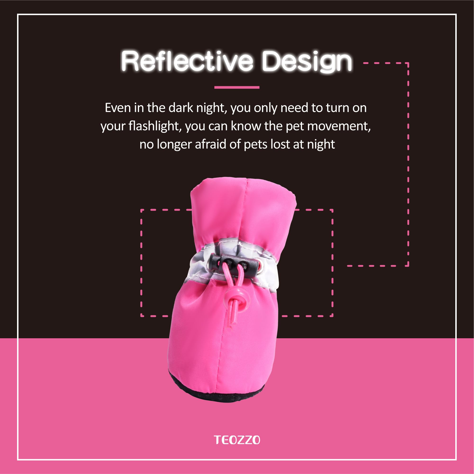 Dog Shoes for Hot Pavement, Summer Dog Boots & Paw Protector, Anti-Slip Sole Dog Booties with Reflective Straps Dog for Small Medium Dogs 4PCS (A-Pink, Size 3: 1.37"(Width))
