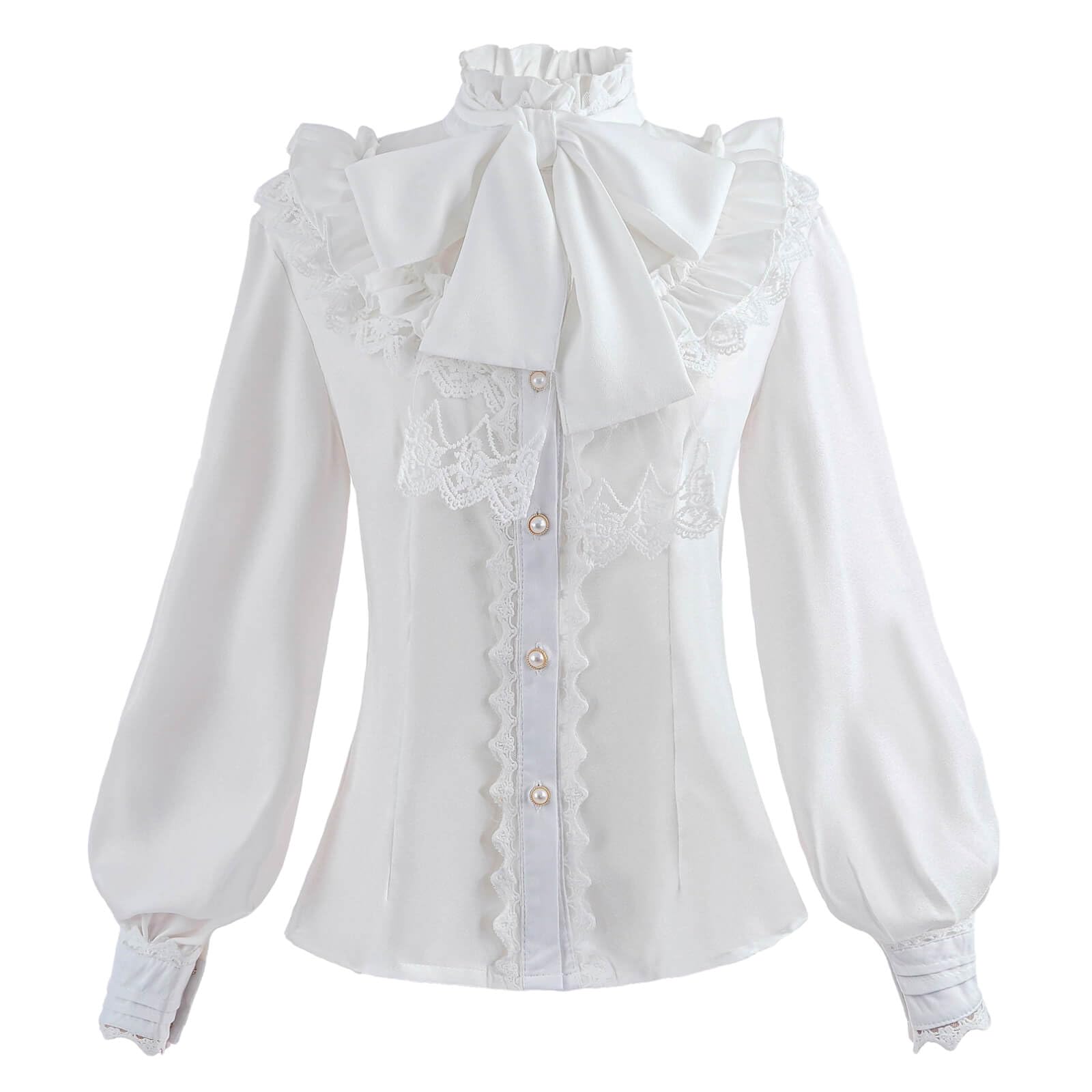 Nuoqi Victorian Blouse Womens Gothic Shirt Vintage Long Sleeve Lotus Ruffle Tops