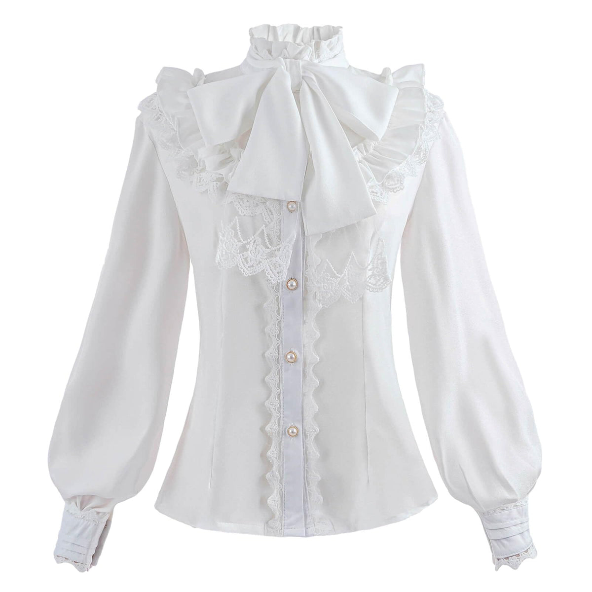Nuoqi Victorian Blouse Womens Gothic Shirt Vintage Long Sleeve Lotus Ruffle Tops