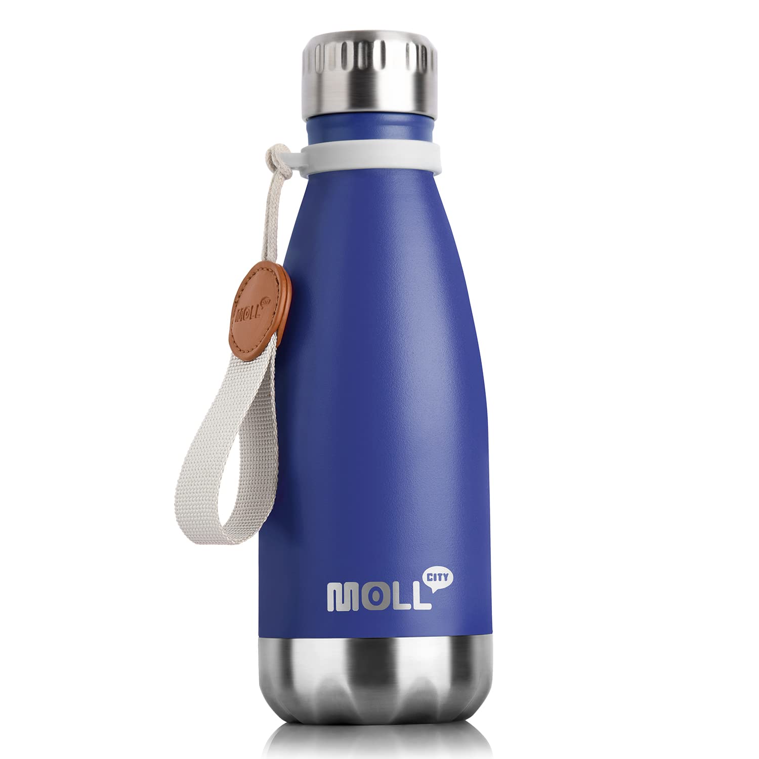 9 oz Water Bottle for Kids-Small Stainless Steel Water Bottle for School Vacuum Insulated Metal Leak Proof Cola Shape Water Flask for Boys Girls(Baby Blue)