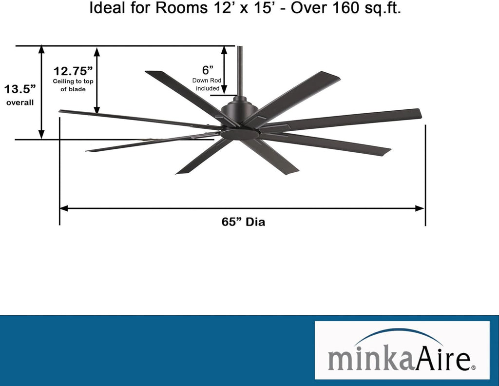 Minka Aire Xtreme H2O - 65-inch Ceiling Fan F896-65-SI, Smoked Iron, Reversible with Remote Control