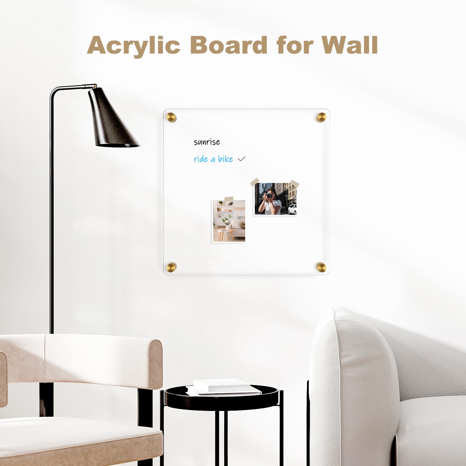 Acrylic Calendar for Wall Whiteboard, 12" x 12" Weekly Clear Dry Erase Board, Small Planning Board White Board for Wall, Home, Office, School