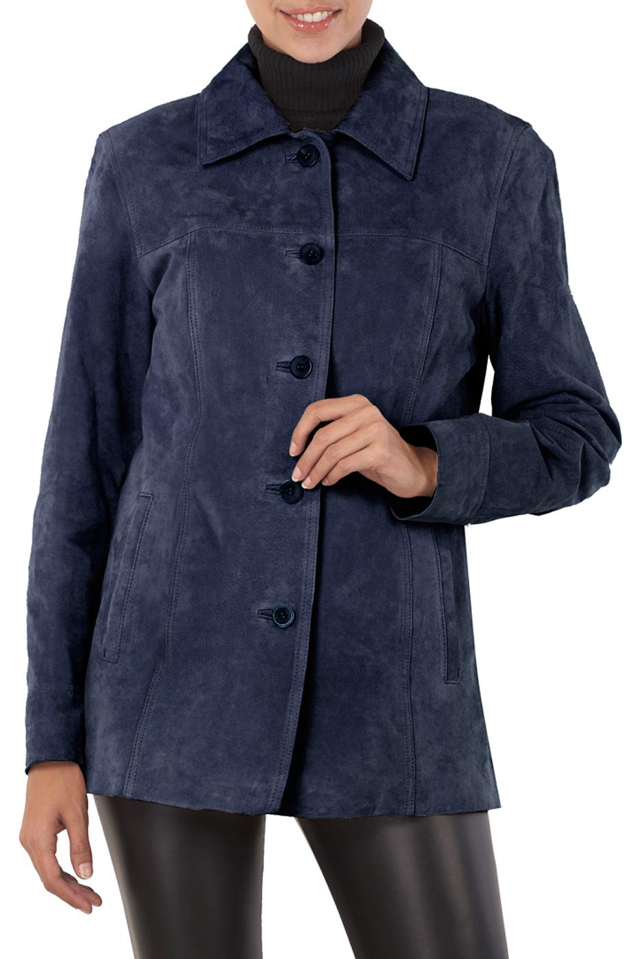 BGSD Women Anna Suede Leather Car Coat (Also available in Plus Size & Petite)