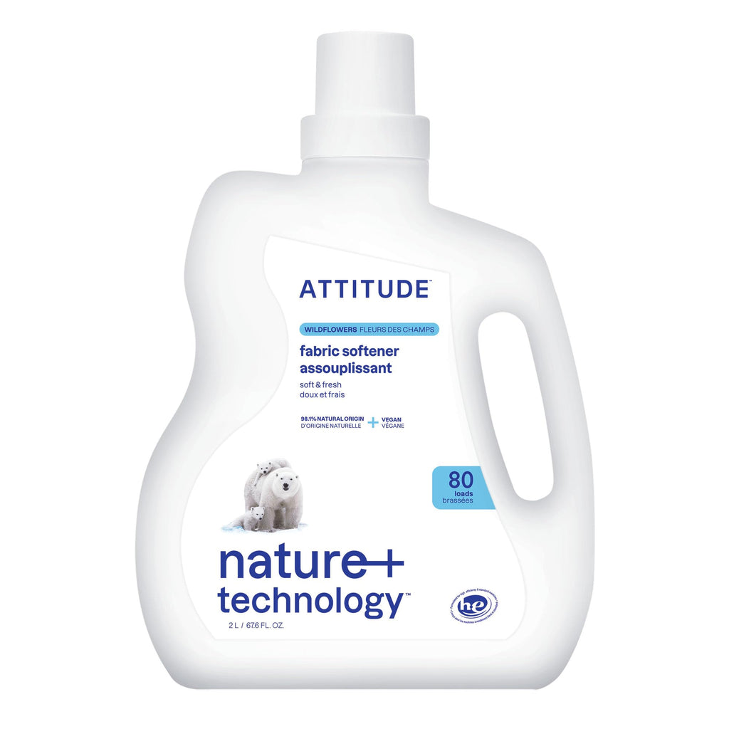 ATTITUDE Liquid Fabric Softener, Plant-Based & Vegan, HE Compatible, Naturally Derived, Citrus Zest Scent, 80 Loads, 67.6 Fl Oz