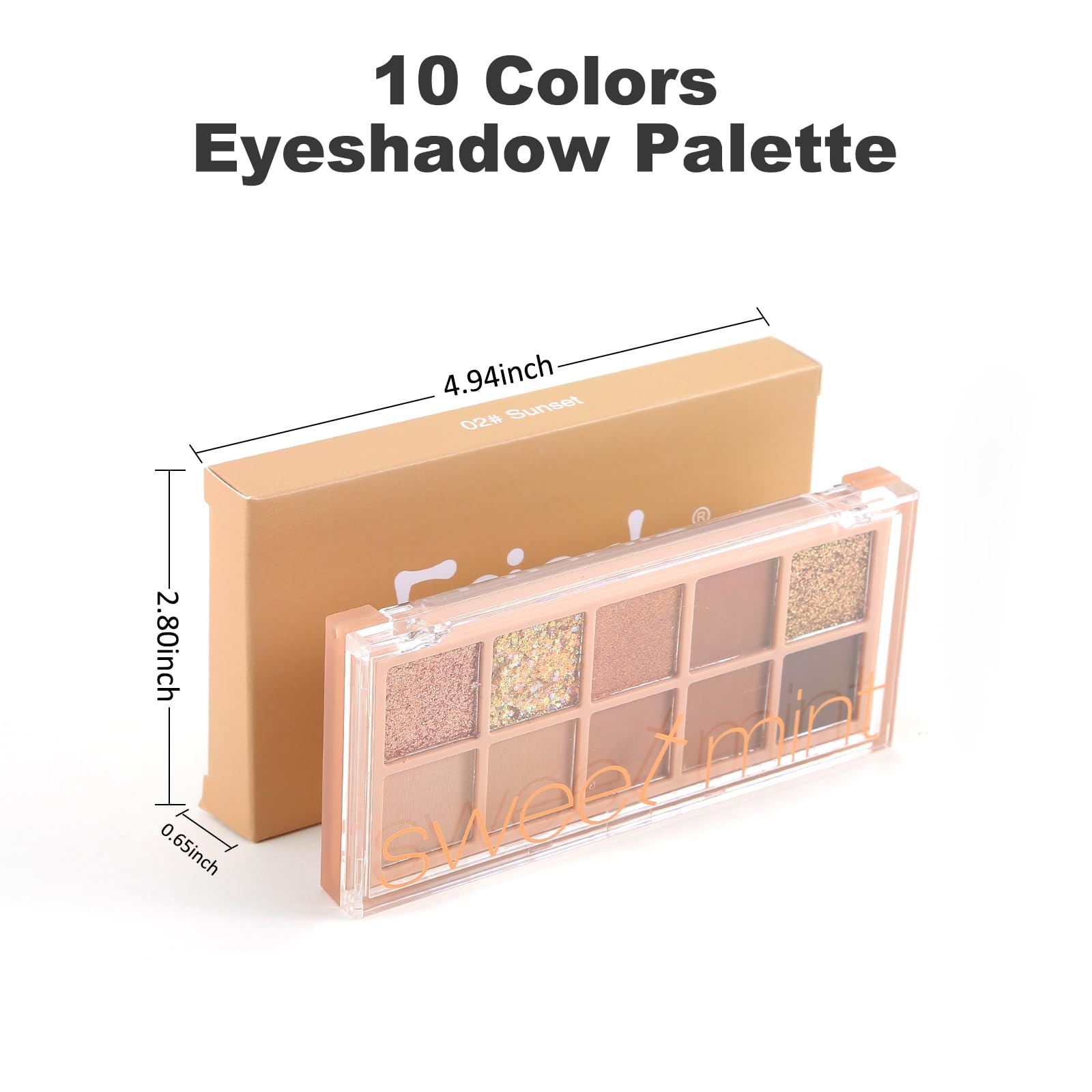 Erinde 10 Colors Eyeshadow Palette Makeup - Matte Shimmer Glitter Eye Shadow Korean Makeup, Ultra-Blendable, High Pigmented, Natural-Looking, Peach Brown Eyeshadow Pallet with Brush, Peach Color