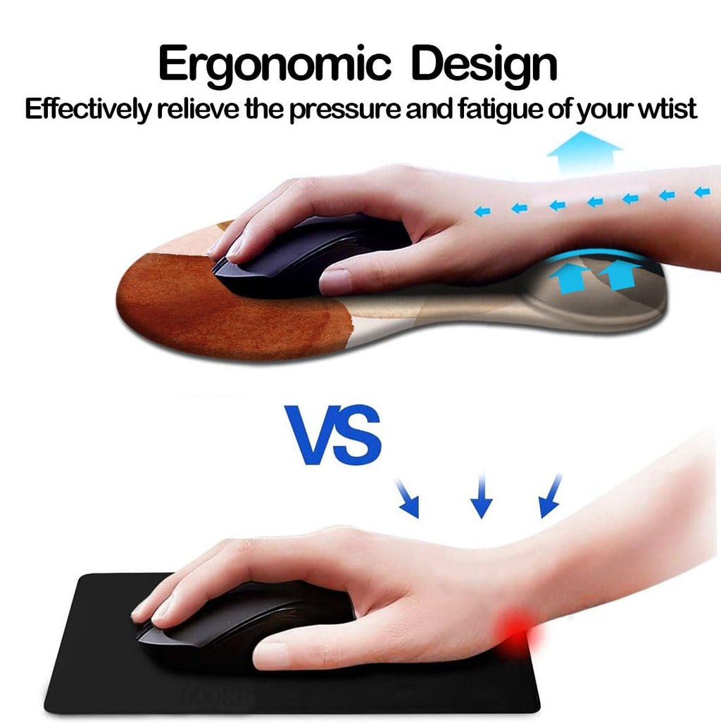 DOOKE Ergonomic Mouse Pad with Wrist Support and Coaster,Mouse Pads with Non-Slip PU Base for Home Office Working Studying Easy Typing & Pain Relief Aesthetic Art