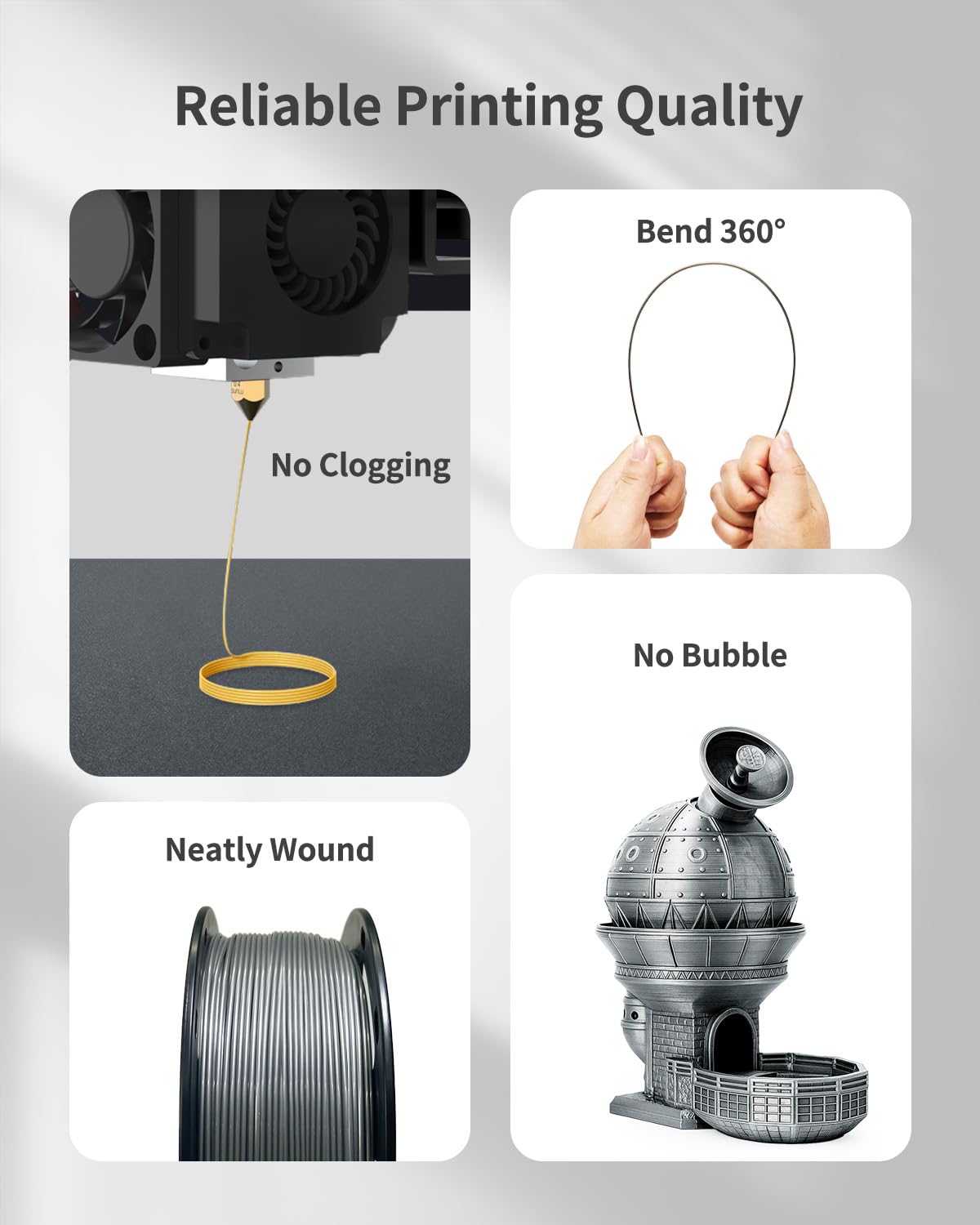 PLA Filament 1.75mm, 3D Printer Filament 1kg Spool (2.2lbs), Neatly Wound, +/- 0.02mm Precision, No Clog/Bubble, Excellent Layer Adhesion, Fits Most FDM Printers, Apple Green