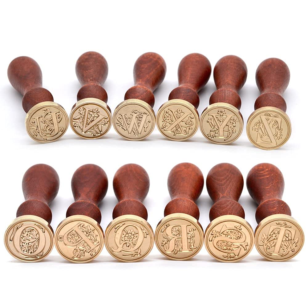 Medieval Initial Alphabet Sealing Wax Stamps, Brass Head Wooden Handle, for Thanksgiving Card/Envelope/Gift Wrap/Wedding Engagement Party Invitation - Letter S