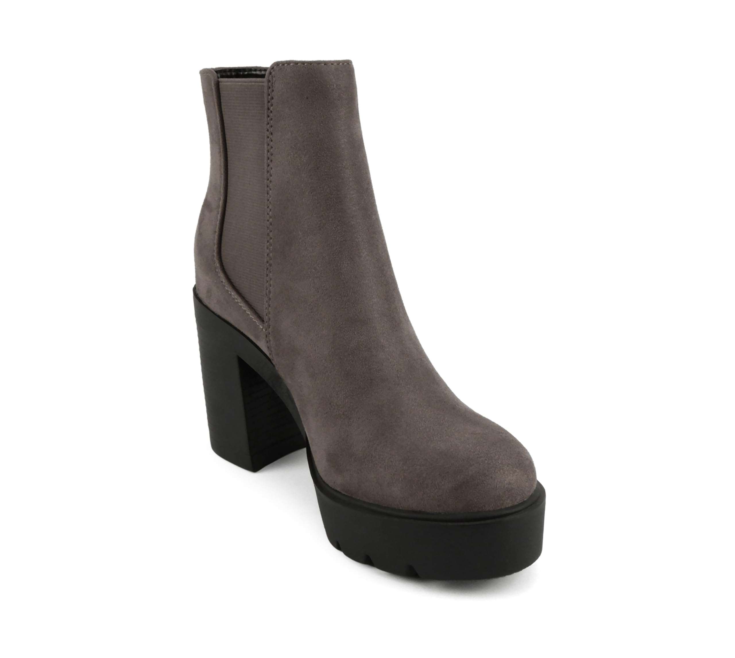 Soda EDITOR ~ Women Lug Sole High Heel Chelsea Fashion Ankle Boot w/Double Elastic Gore