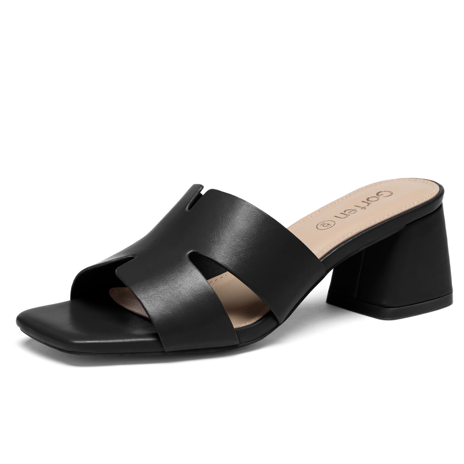 Women's Square Open Toe Sandals Low Block Chunky Heel Slip on Comfortable Casual Sandals for Daily Wear