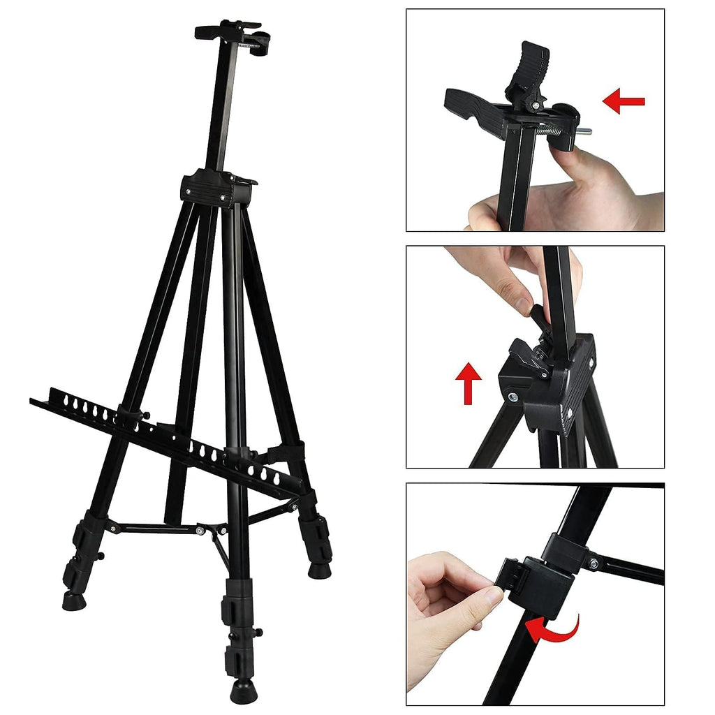 RRFTOK Easel Stand for Sign and Painting: Art Portable Adjustable Metal Tripod Easels for Display Height from 17 to 66 Inch -Canvas Stand for Table-Top/Floor Paint - Gifts for Teens Art Supplies