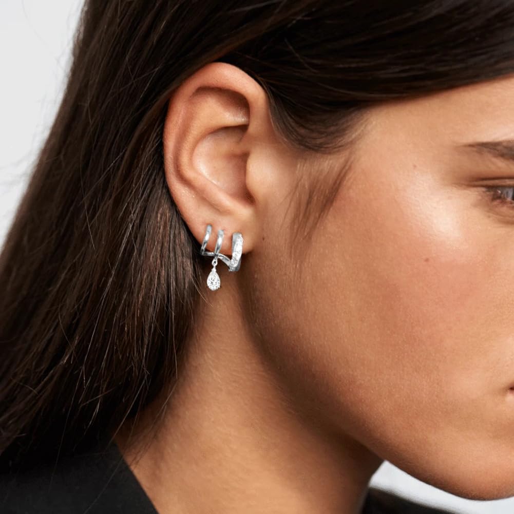 Obidos 14K Gold Plated Illusion Stud Earrings for Women | Triple Huggie Hoop Earrings for One Hole| Trendy Simple Hypoallergenic Fashion Accessories Gold Jewelry Gifts for Womens