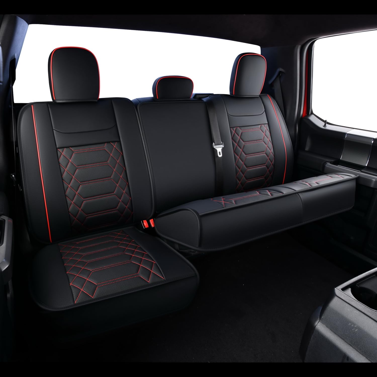 RISINGSTAR Silverado Sierra Front Seat Covers Faux Leather, Fit for 2007-2026 Chevy Silverado GMC Sierra 1500/2500HD/3500HD Crew Double Regular Cab(Front Pair, Black 2 pcs)