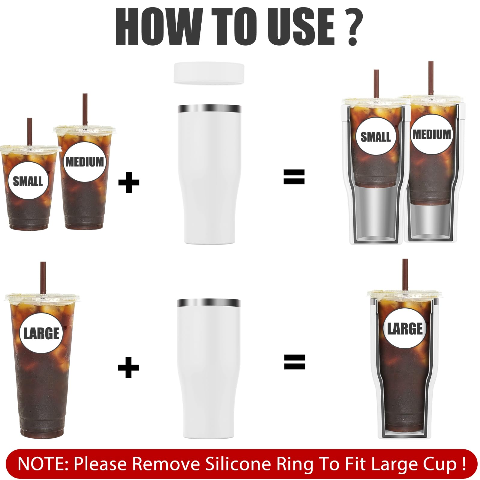 Universal Iced Coffee Sleeve - Upgraded Double Wall Reusable Stainless Steel Holder Sleeves Insulator for Cold Drinks Fits Starbucks Dunkin Donuts McDonalds Small Medium Large Cup (Aurora)