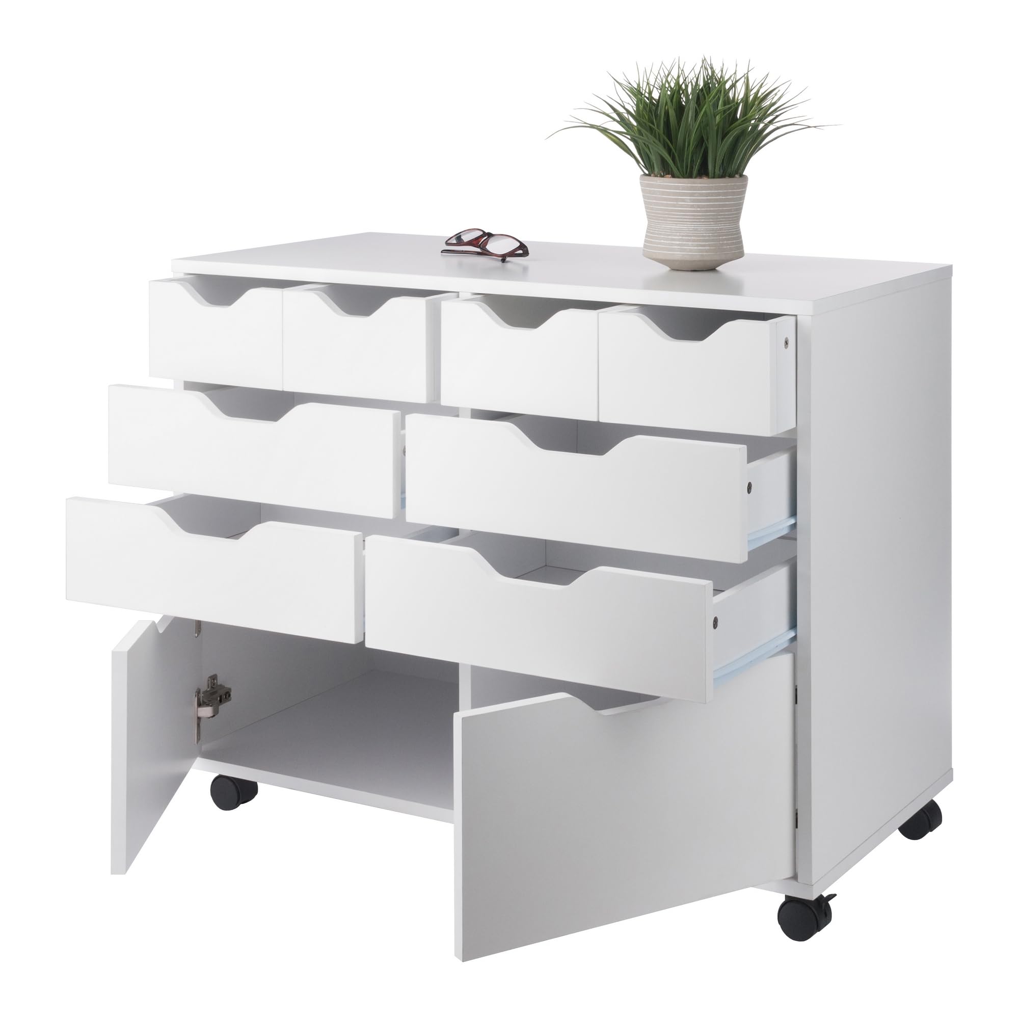 Winsome Halifax Mobile Storage Cabinet with Doors & Drawers, Stylish & Functional Home Storage Cabinet for Filing, Kitchen Organization, Moveable Furniture for Office, Dorms, Apartments