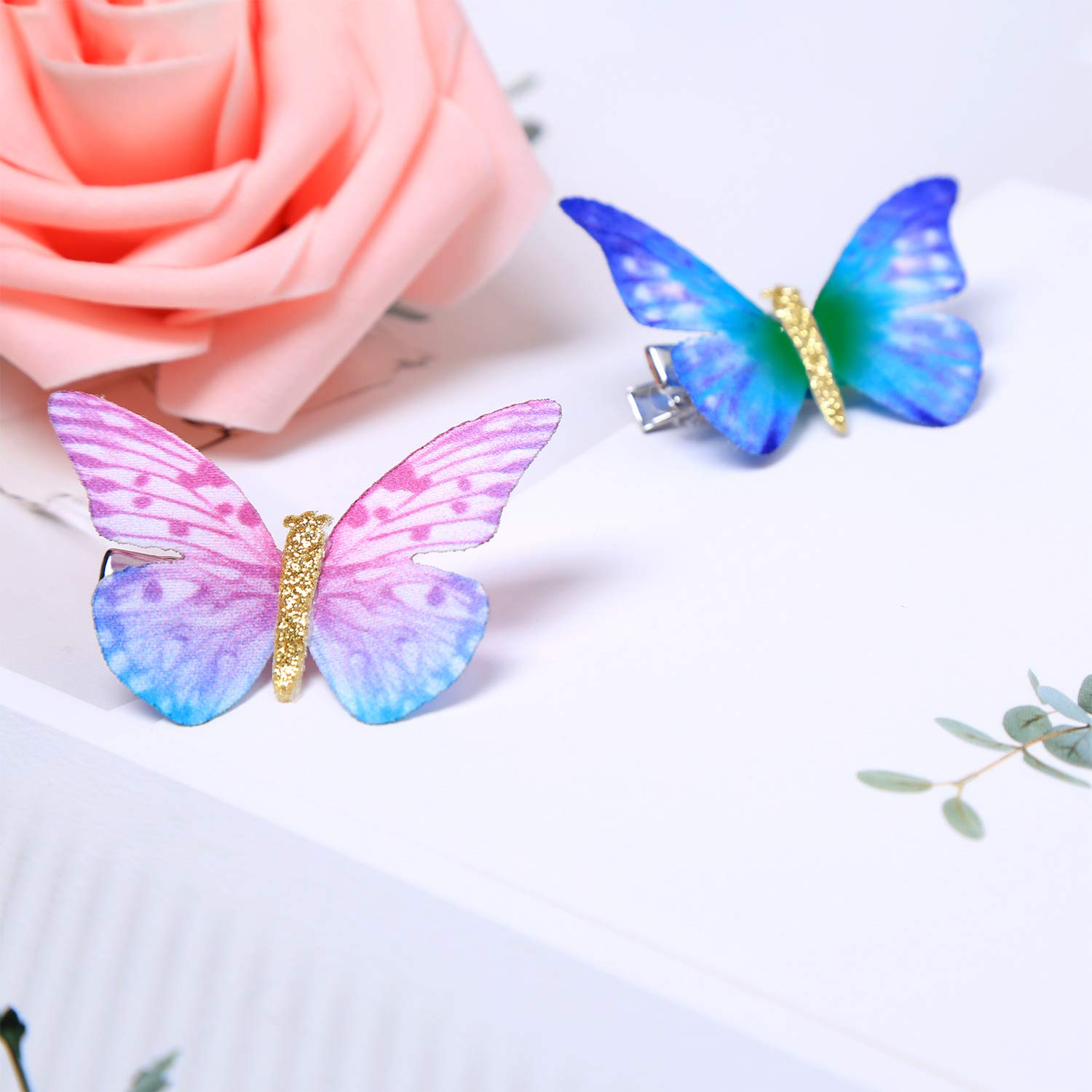 Boao 18 Pieces Glitter Butterfly Hair Clips for Girls Teens Women Hair Accessories (Bright Style)