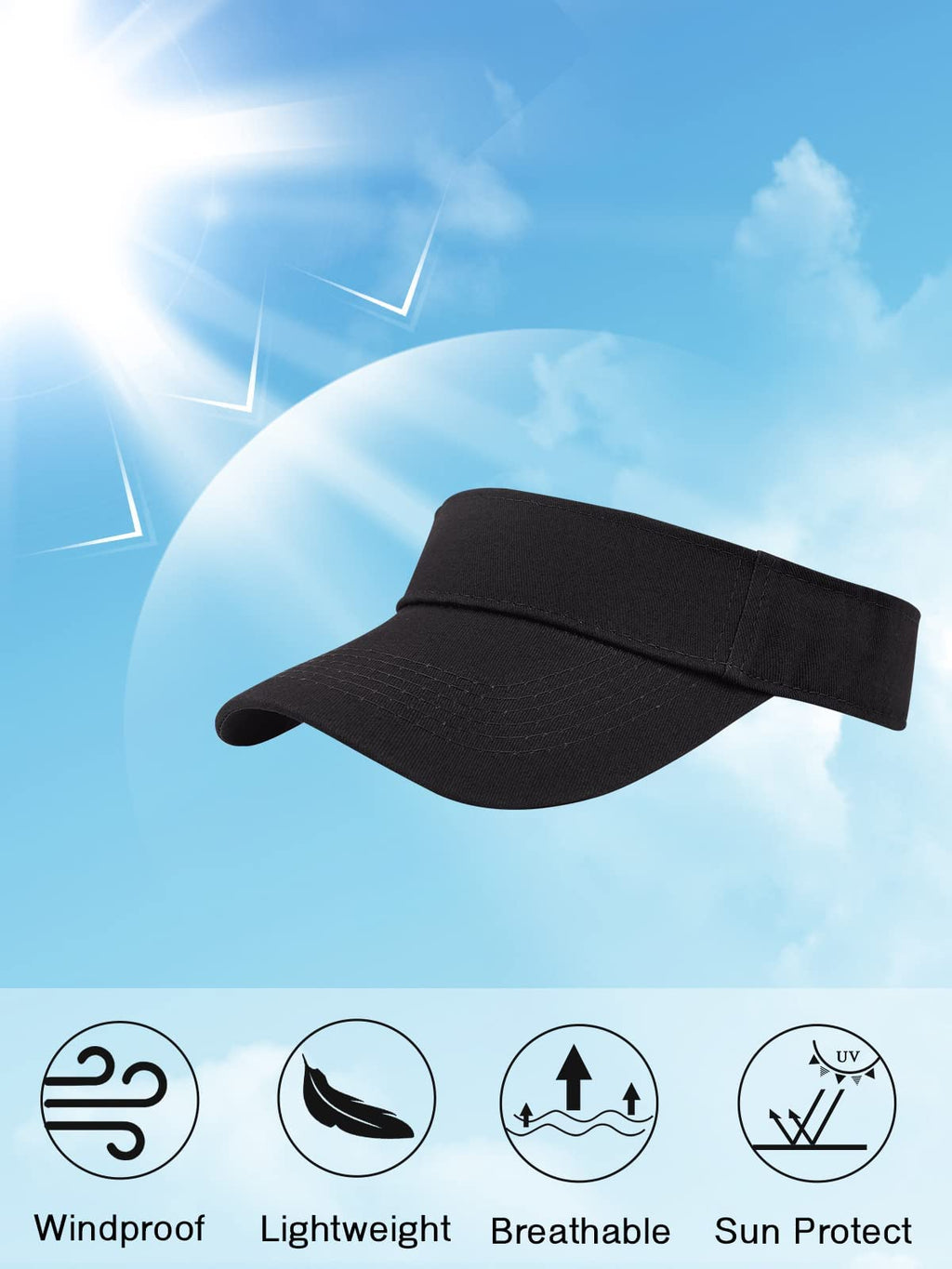 Zando 3.2" Structured Brim Sun Visor Hats for Women, Quick-Dry Lightweight Sports Visor for Golf, Tennis, Pickleball