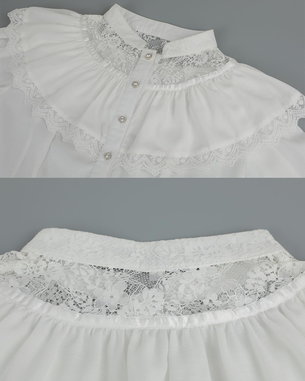 Nuoqi Victorian Blouse Womens Gothic Shirt Vintage Long Sleeve Lotus Ruffle Tops
