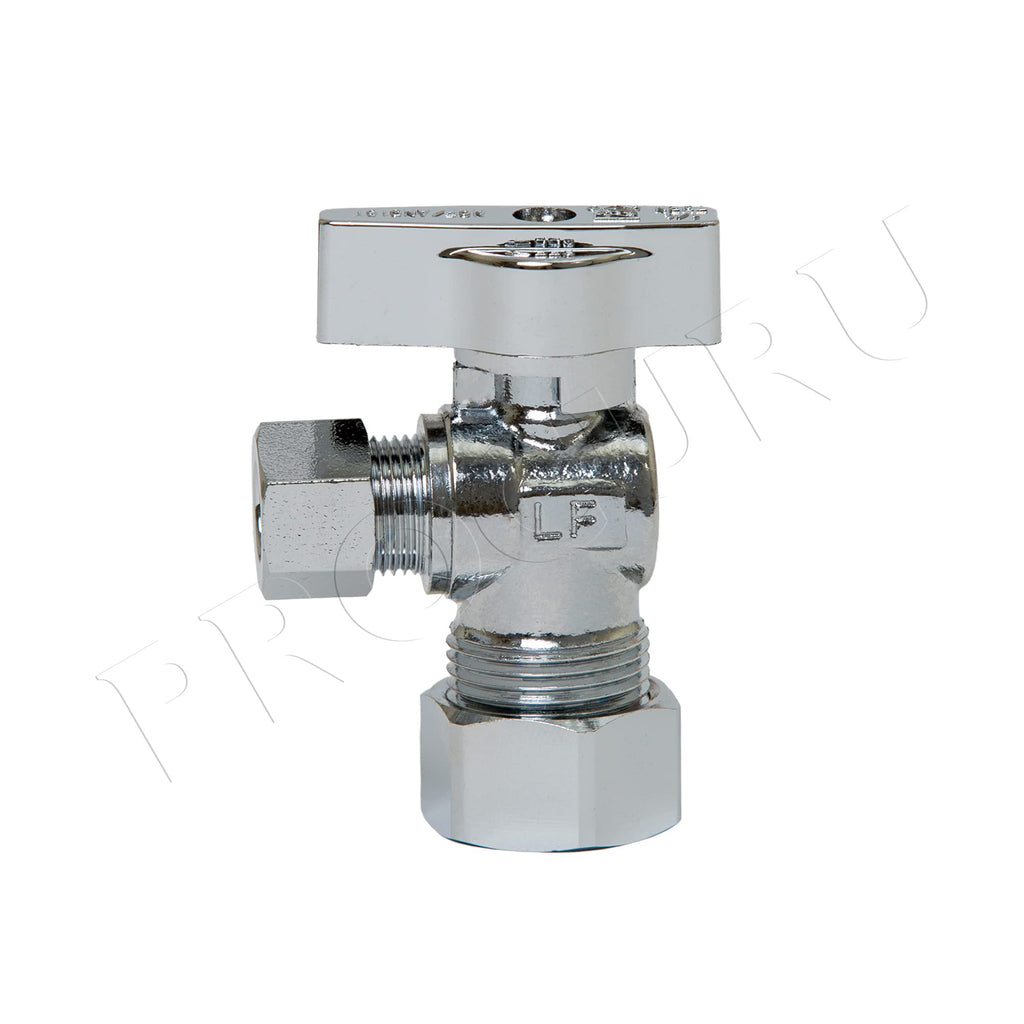 [2-Pack] PROCURU Heavy Duty Angle Stop Valve 1/2" Nom (5/8" OD) Comp x 3/8" OD Comp, 1/4-Turn Operation (PCAS12-2P)