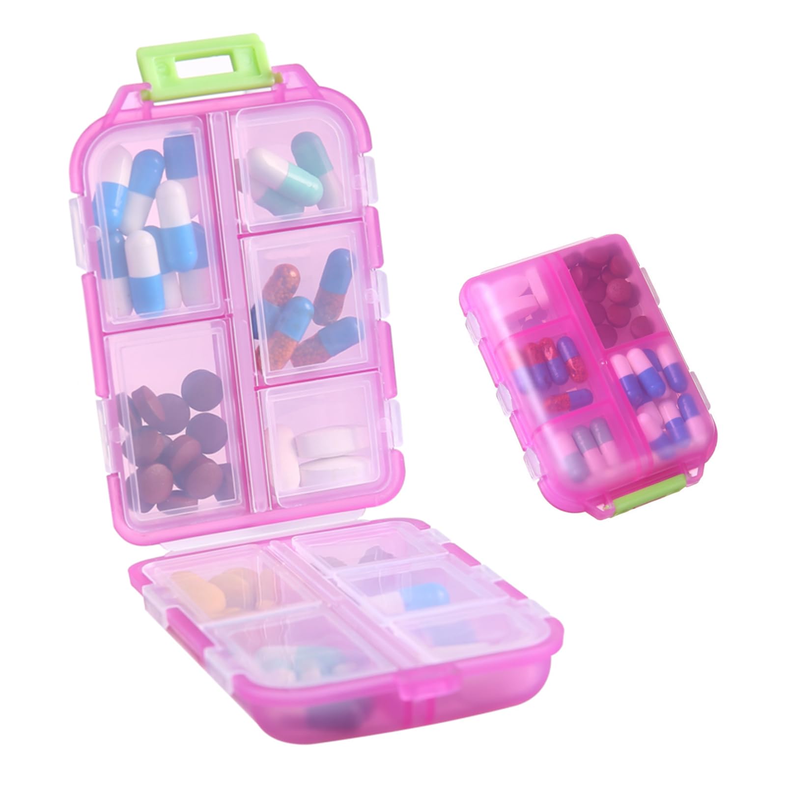 1Pack Travel Pill Organizer - 10 Compartments Pill Case, Compact and Portable Pill Box, Perfect for On-The-Go Storage, Pill Holder for Purse Blue
