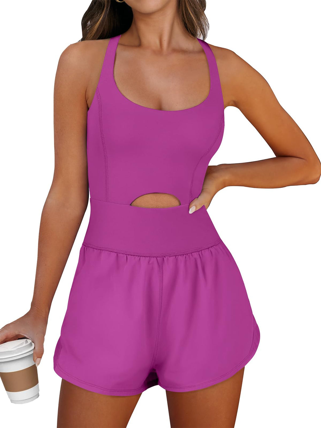 Caracilia Women's Workout Athletic Romper Summer Sets Short Jumpsuits Onesie Running Outfits Exercise Gym 2026 Trendy Clothes
