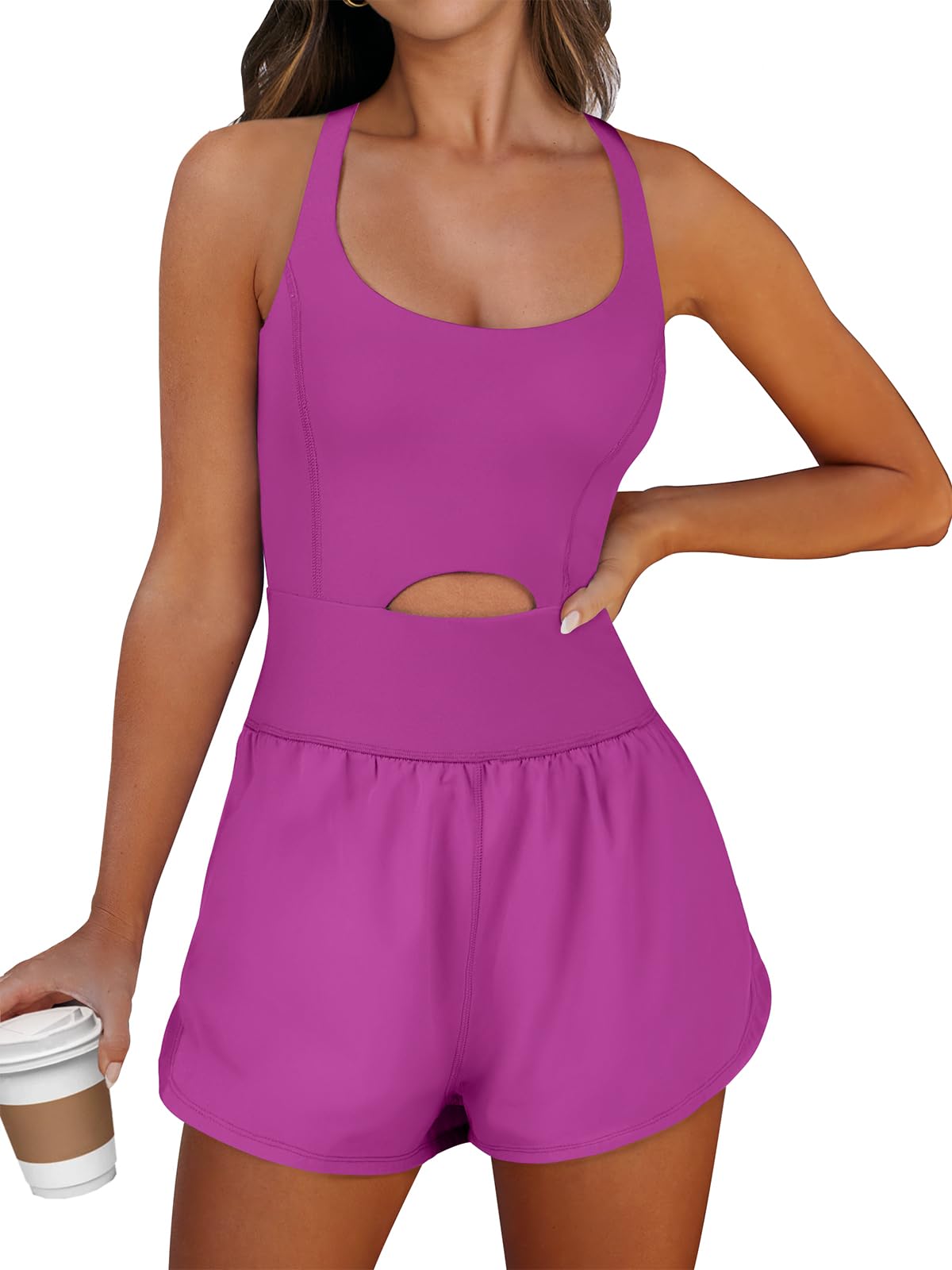 Caracilia Women's Workout Athletic Romper Summer Sets Short Jumpsuits Onesie Running Outfits Exercise Gym 2026 Trendy Clothes