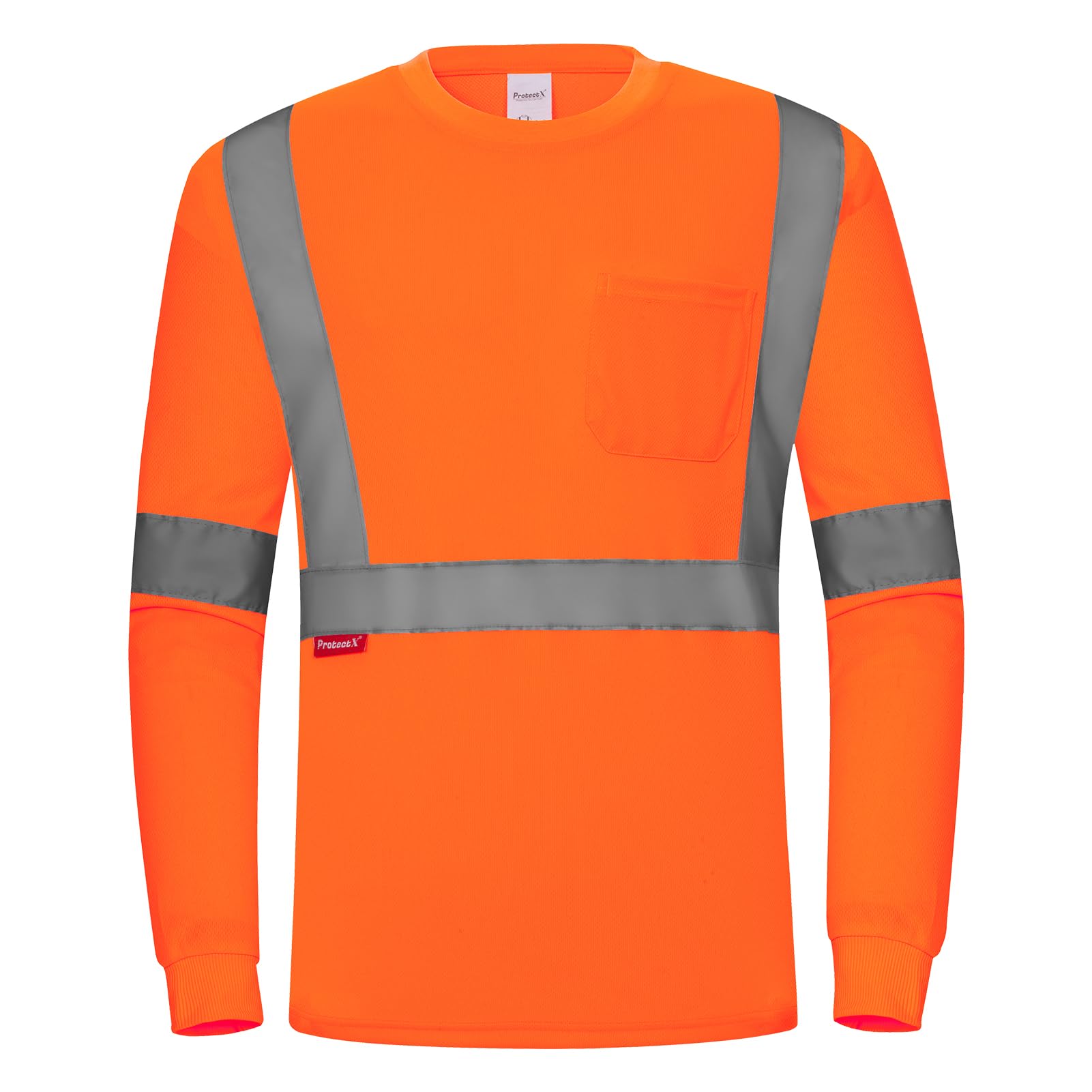 ProtectX High Visibility Long Sleeve Shirts Reflective Hi Vis Safety Shirt for Men Women Class 2-3 Construction Shirt 1 Pack