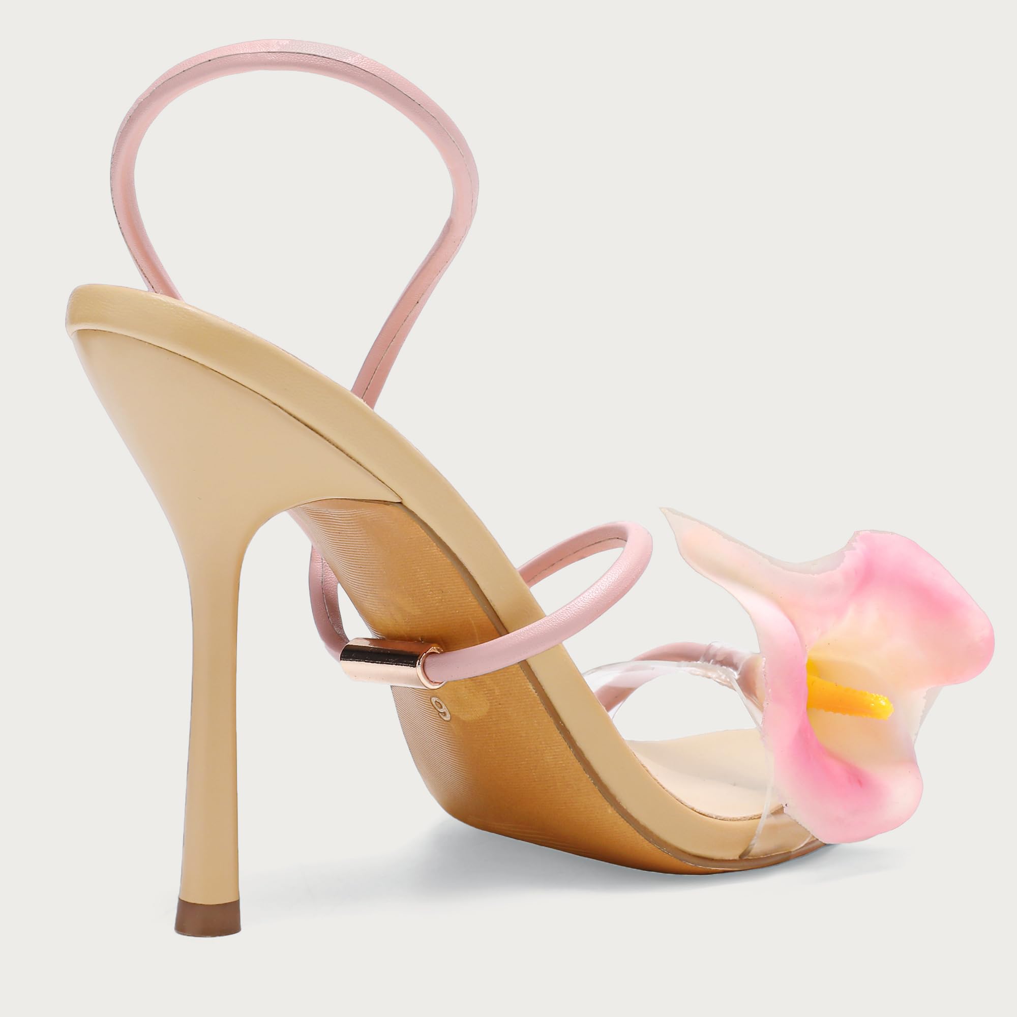 Flower High Heels for Women Calla Lily Open Toe Floral Stilettos Heels Sexy Strappy Wedding Birthday Dressy Heeled Sandals