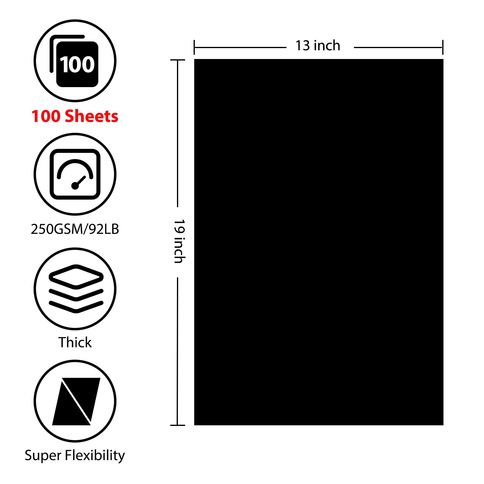 OcePor 100 Sheets Black Cardstock 8.5” x 11”, 92lb/250gsm Black Card Stock, Thick Card Stock Paper, Heavy Cardstock Paper for Printer, Resume, Scrapbooks, Art, Crafts, Business Cards