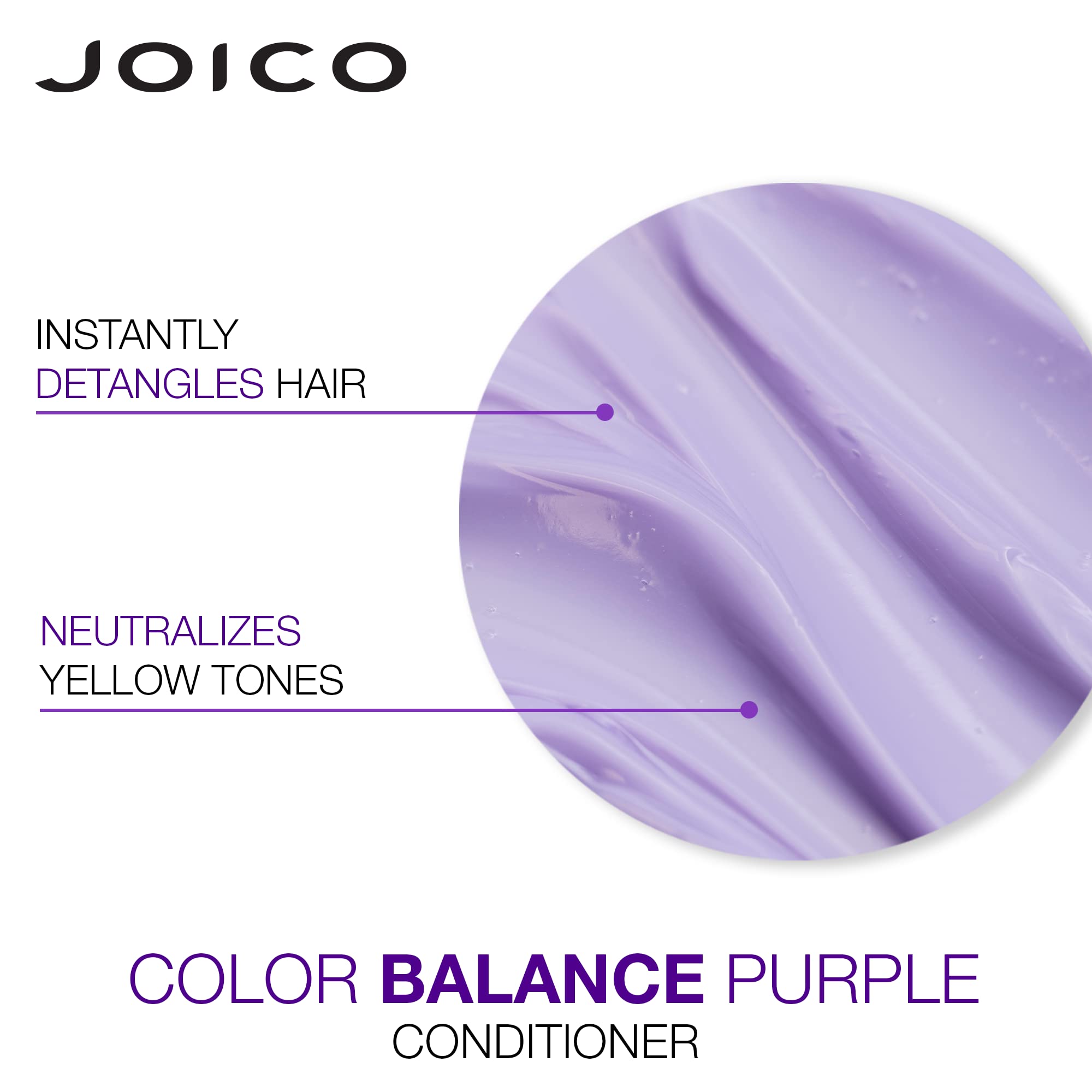 Joico Color Balance Purple Shampoo & Conditioner Set, Eliminate Brassy and Yellow tones, for Cool Blonde or Gray Hair