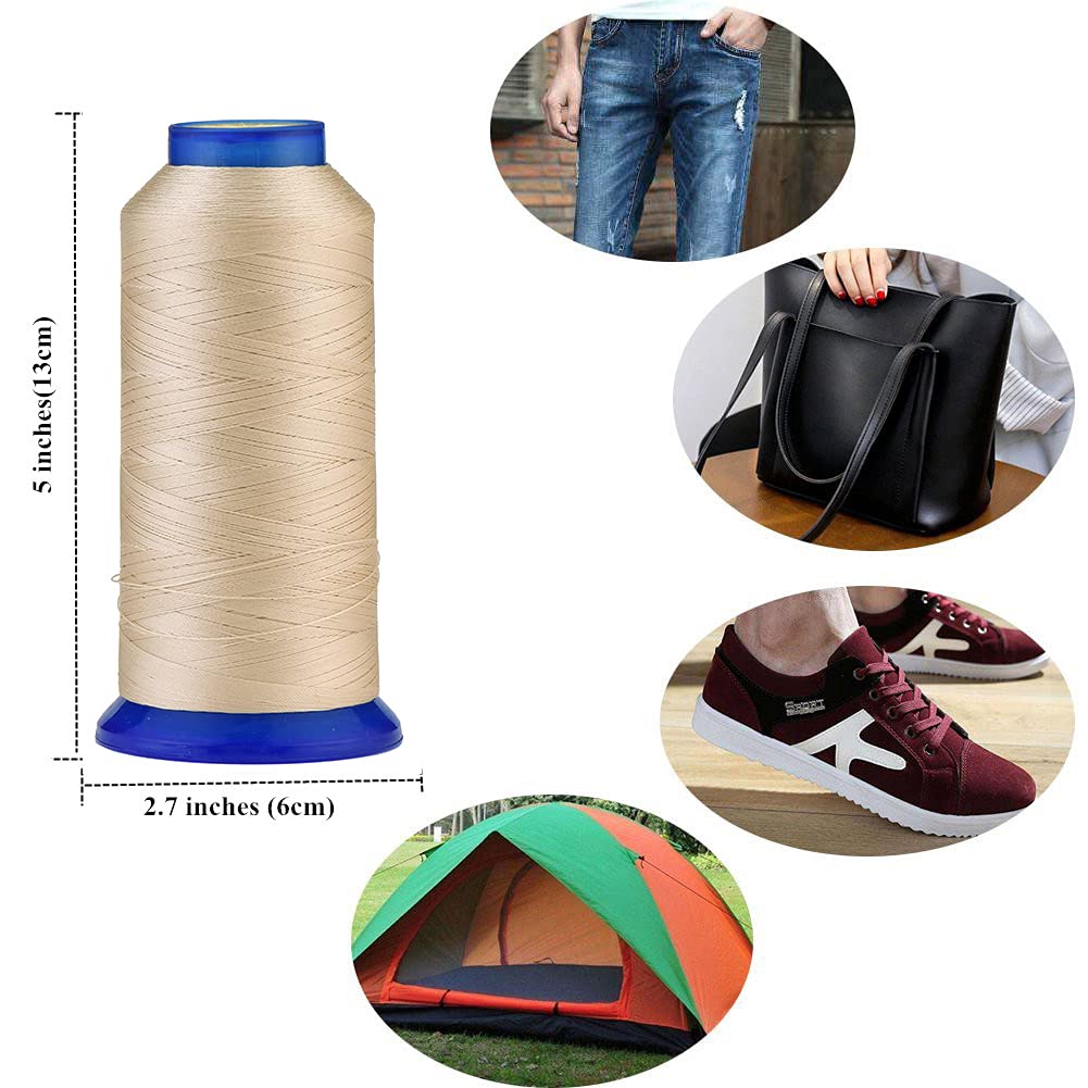 Selric UV Resistant High Strength Polyester Thread #69 T70 Size 210D/3 for Upholstery, Outdoor Market, Drapery, Beading, Purses, Leather （(Light) Yellow）