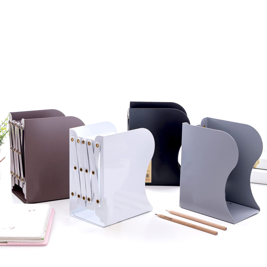 Adjustable Bookends - Nonskid Heavy Duty Book Ends for Desk - Book Stand & Organizer