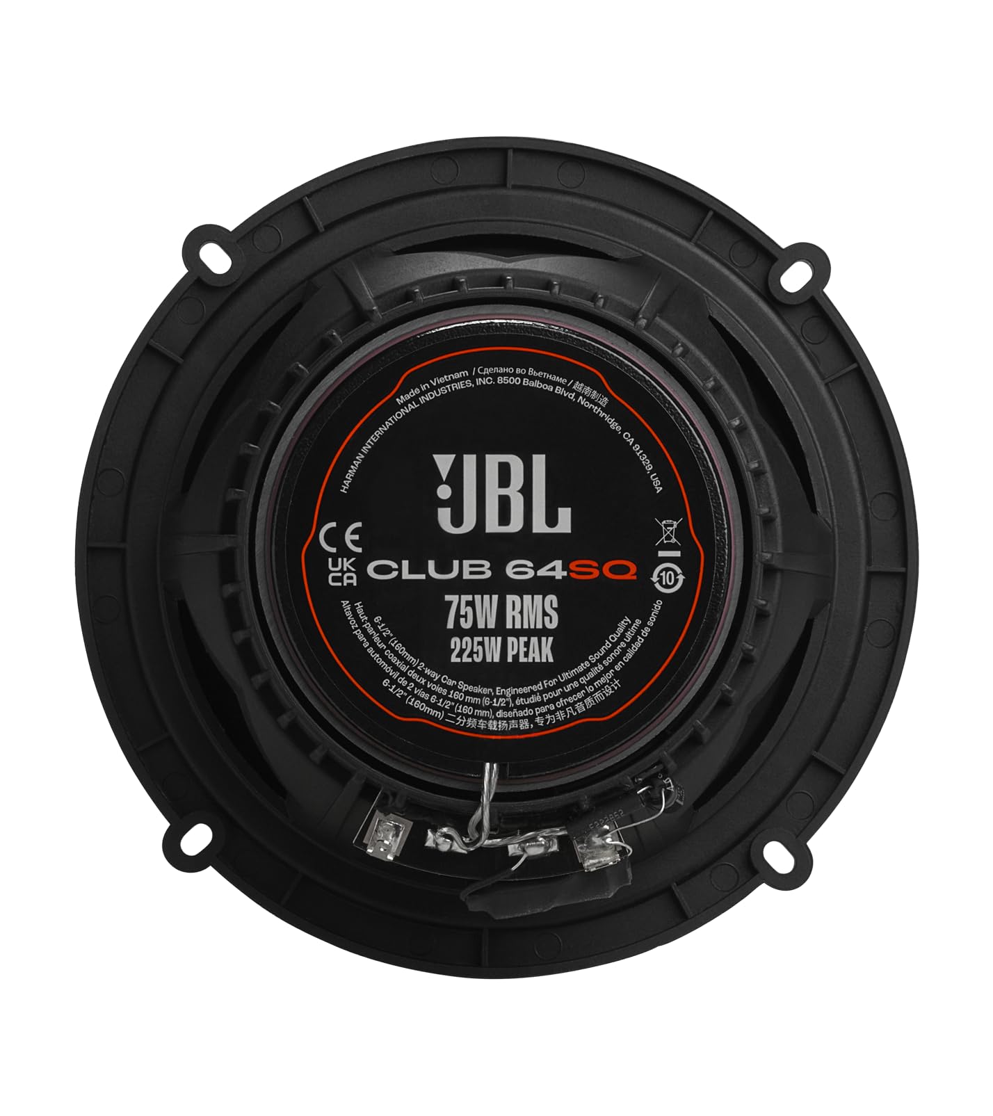 JBL Club 34F - 3-1/2" (87mm) Two-Way Car Speaker, 75 Watts Peak, 25 Watts RMS, Sensitivity (@ 2.83V): 89dB, Frequency Response: 90Hz – 20kHz, Nominal Impedance: 3.0 ohms