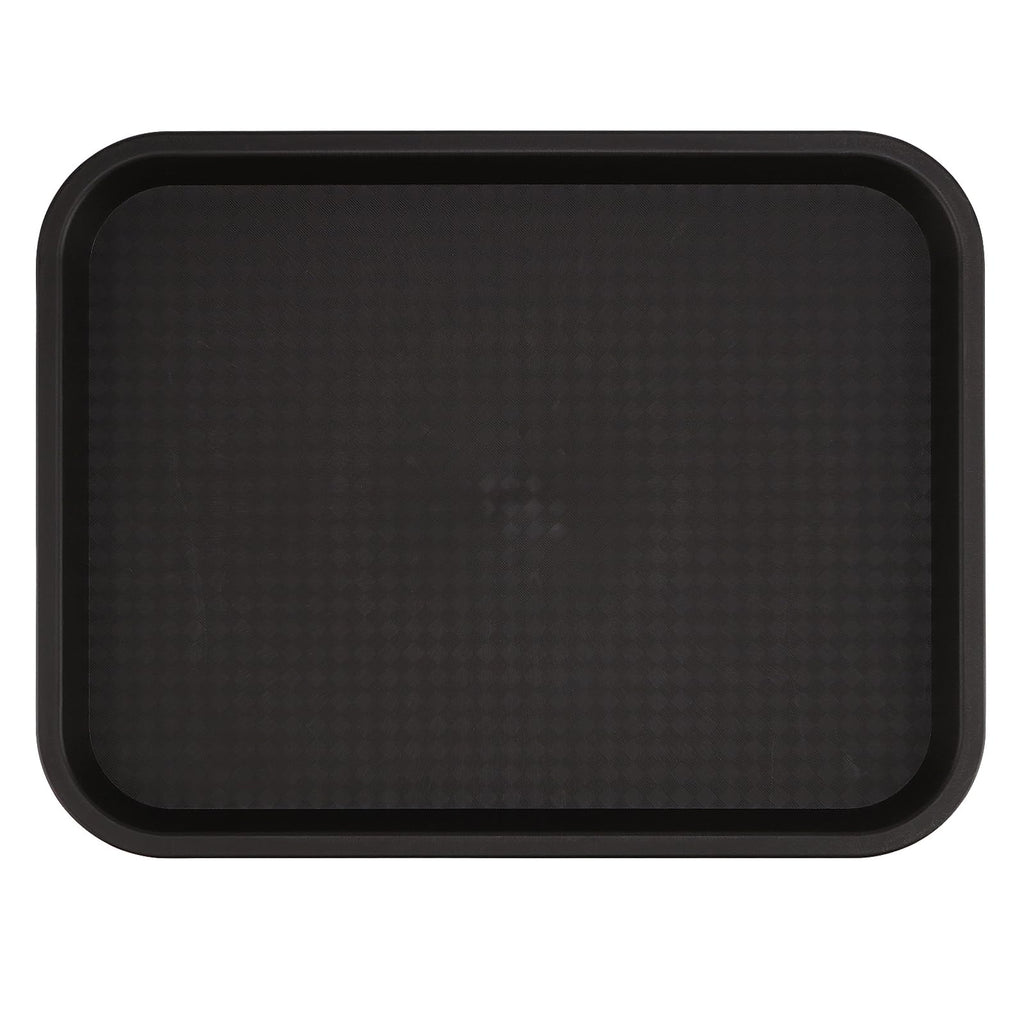 ZOENHOU 6 Pack 14 x 10 Inch Fast Food Tray, Rectangular Cafeteria Serving Trays, Plastic Trays for Food, Black