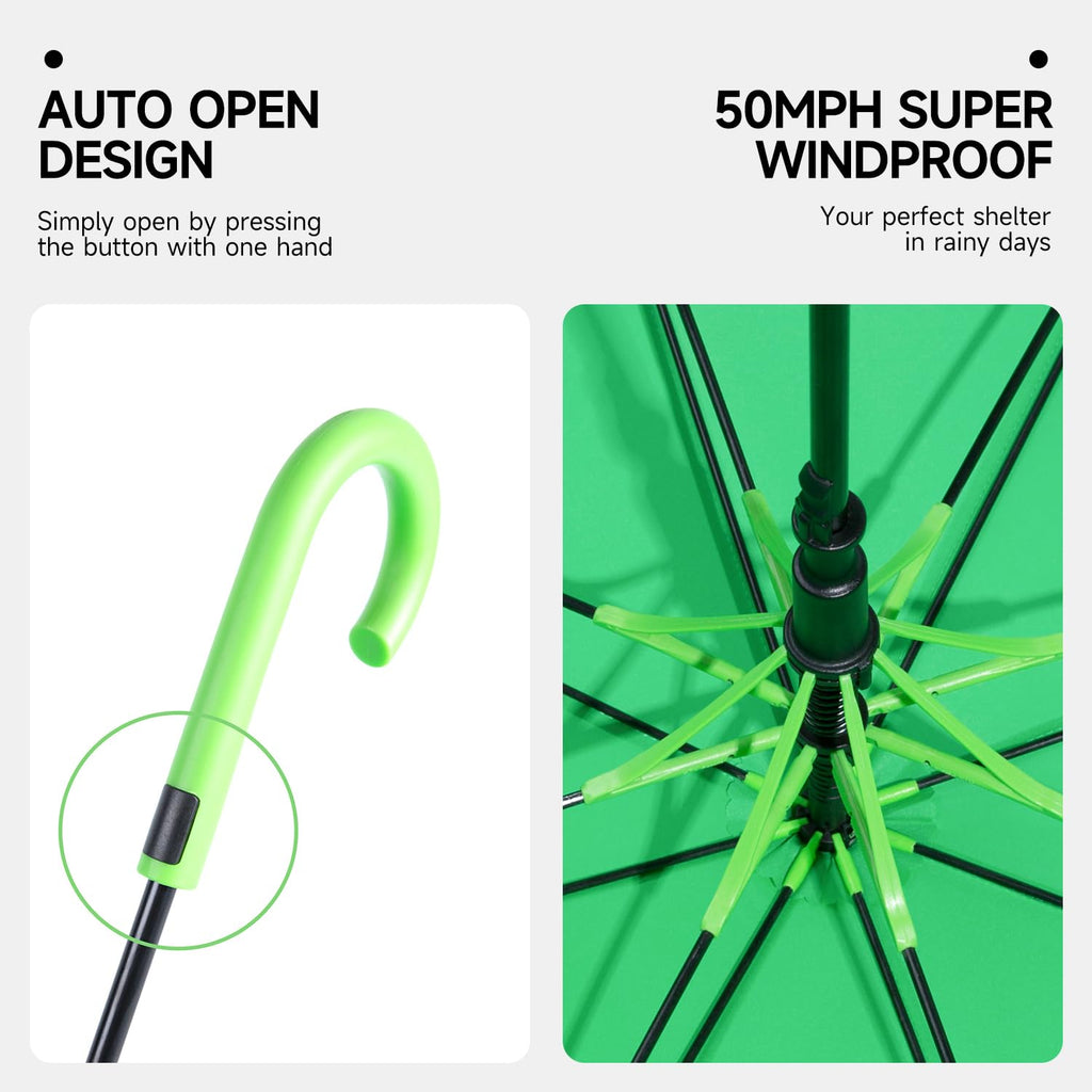 RUMBRELLA UV Stick Umbrella Auto Open UPF 50+ with J Hook Handle 51IN