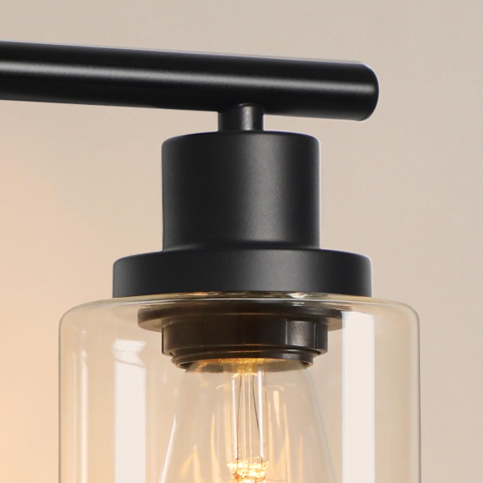 Unicozin 2 Pack Modern Bathroom Light Fixtures, 3 Light Vanity Lights, Black Wall Lamp with Clear Glass for Bathroom, Mirror, Living Room, Bedroom, Hallway, E26 Base