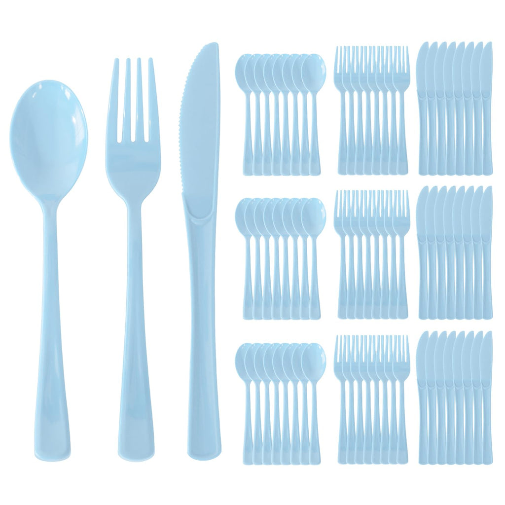 150 Pack Plastic Silverware,Disposable Cutlery Set Heavy Duty Utensil Sets 50 Forks 50 Knives 50 Spoons for Brithday, Wedding,Home School Party Picnics Restaurant Outdoor Events (Black)