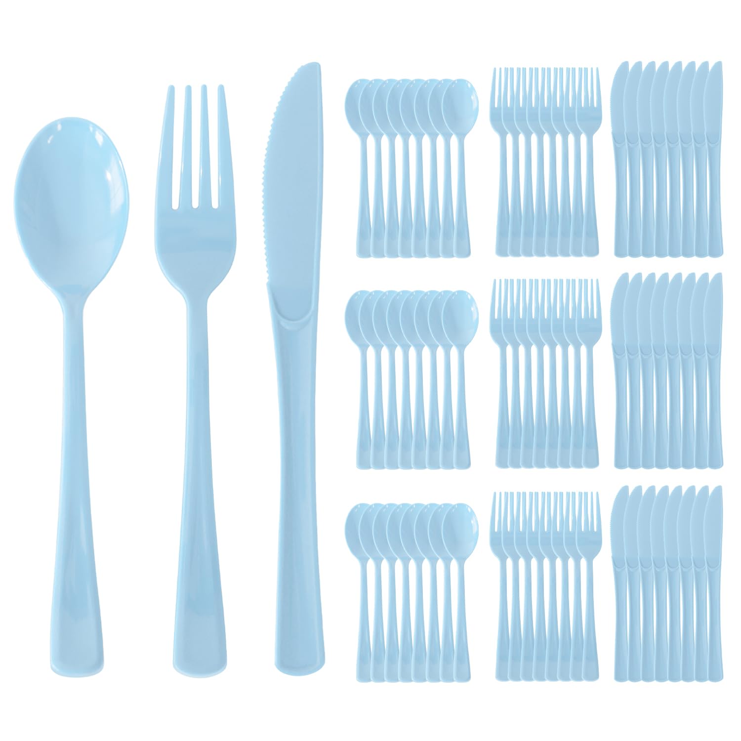 150 Pack Plastic Silverware,Disposable Cutlery Set Heavy Duty Utensil Sets 50 Forks 50 Knives 50 Spoons for Brithday, Wedding,Home School Party Picnics Restaurant Outdoor Events (Black)