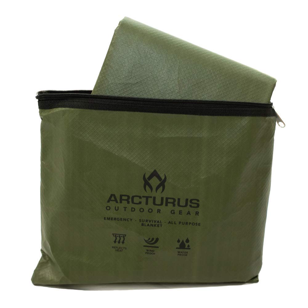 Arcturus Insulated Tarp, Reusable Heavy Duty Thermal Survival Blanket – 60x82in, Reflects 90% Body Heat, Waterproof, Windproof, 3-Layer Design, Reinforced Grommets, Black